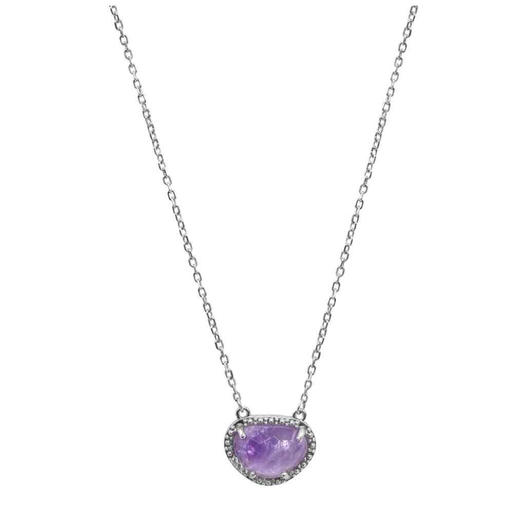 Adornia February Birthstone Necklace amethyst silver